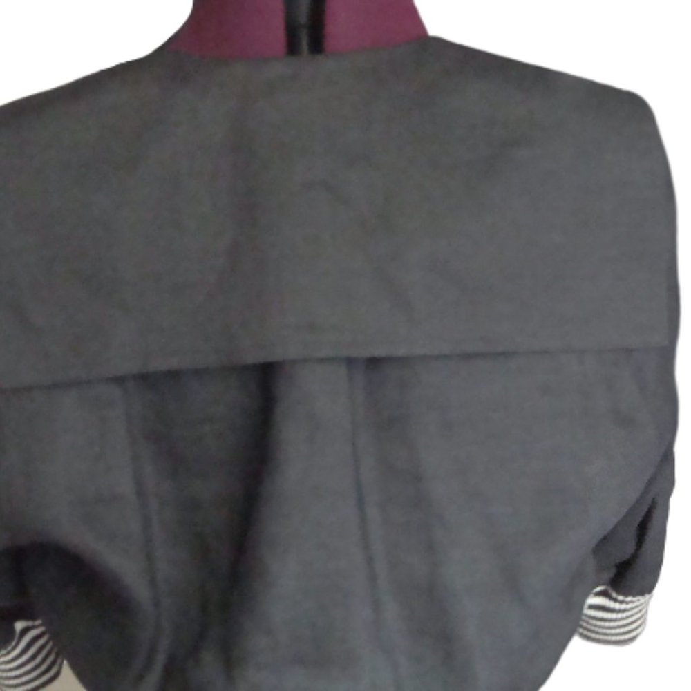 80s Structured Sailor Crisp Black Linen Balloon Sleeve Top - Picture 5 of 16